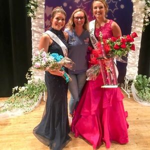 Halter top dark blue pageant dress